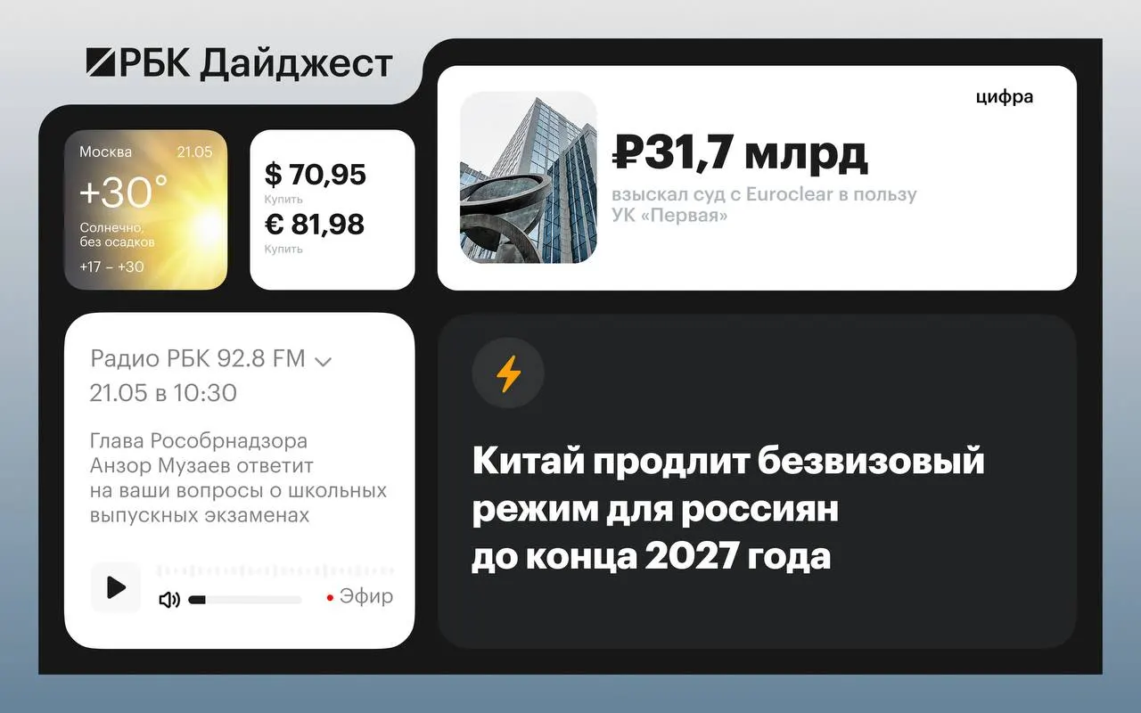 Коротко о главном: продление безвиза с Китаем до 2027 года, ограничения на ввоз цветов из Армении, иск против Зеленского, требование ЦБ к Euroclear на ₽18,7 трлн, запрет Лондона на морские услуги для СПГ и предстоящий визит Уиткоффа и Кушнера.