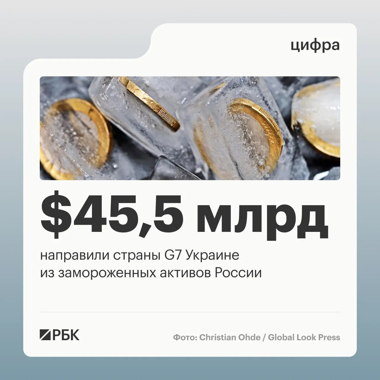 По данным Минфина Украины, страны «Большой семёрки» предоставили более $45 млрд в виде кредитов, средства формировались из доходов от заблокированных российских активов; США перечислили $1 млрд ещё в 2024 году.