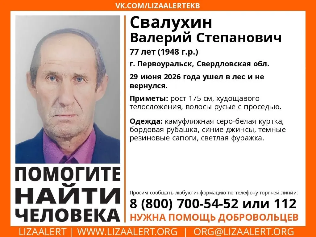 Пенсионер ушёл за грибами 29 июня и не вернулся. Приметы и телефоны для связи в сообщении.