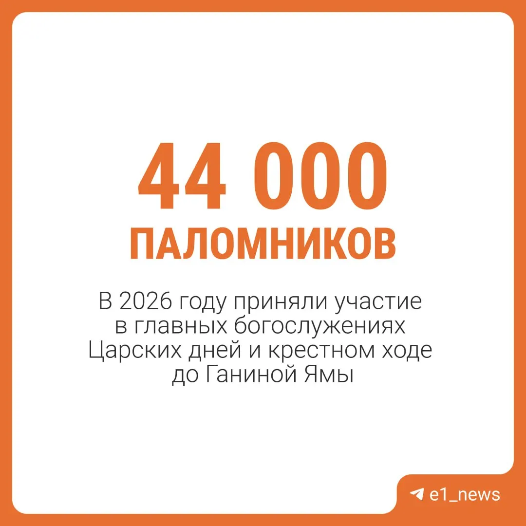 По данным Екатеринбургской епархии, 44 тысячи человек участвовали в главных богослужениях и крестном ходе до Ганиной Ямы.
