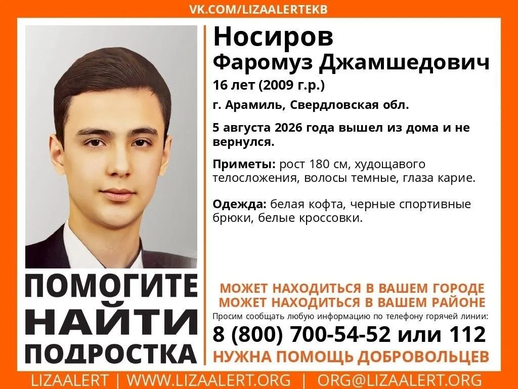 Юноша пропал 5 августа. Полиция и жители призывают предоставить видеоматериалы с камер наблюдения для помощи в розыске.
