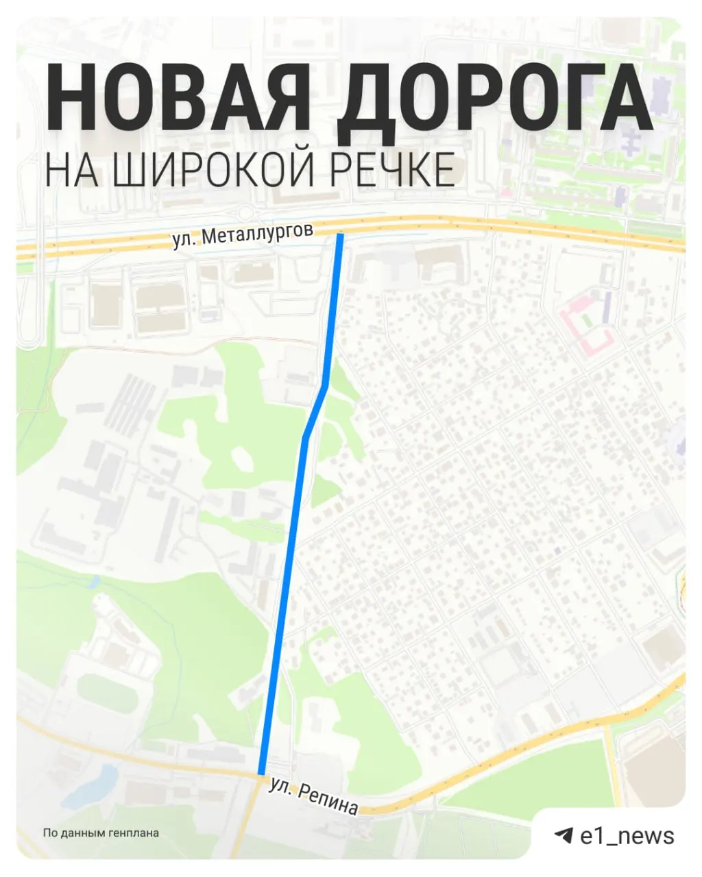 Планируется новая дорога от перекрестка Репина – Архангела Михаила до транзитной магистрали по Металлургов; сроки завершения — 2045 год; археологические обследования не выявили ценностей.
