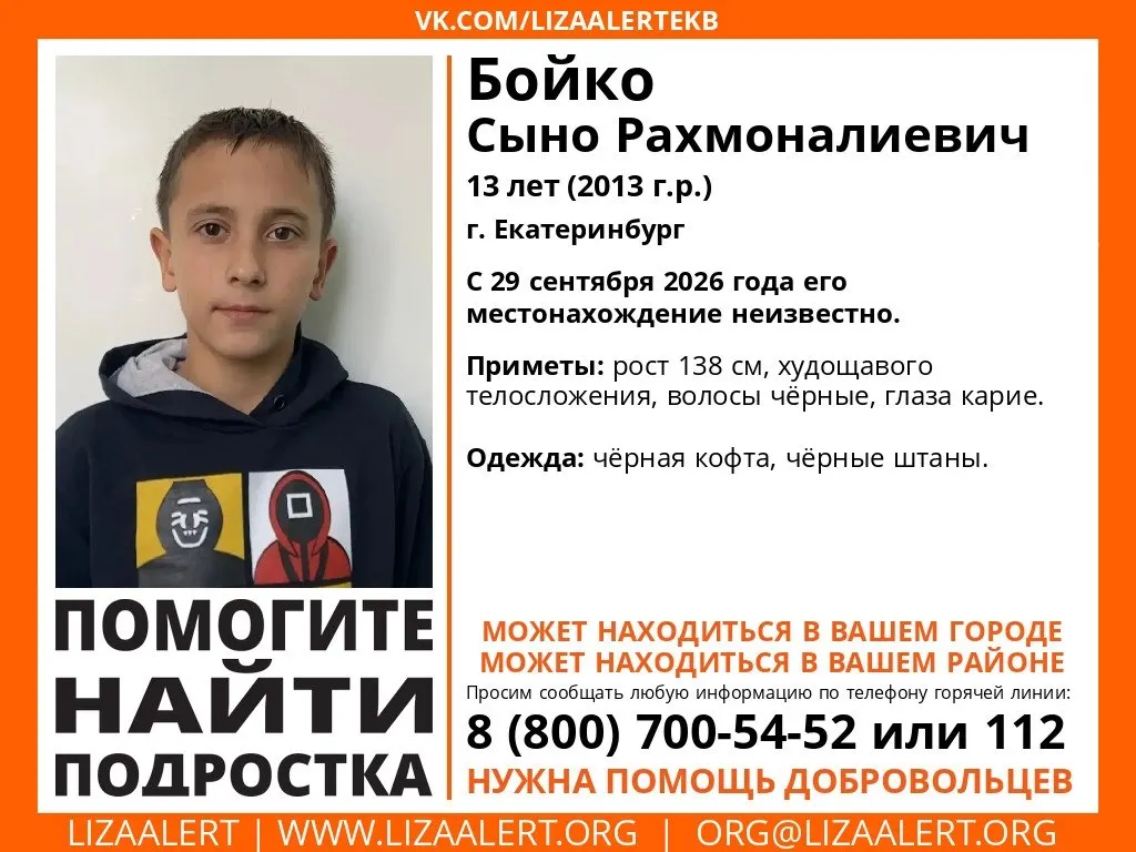 Местонахождение мальчика неизвестно с 29 сентября. Поиск ведут волонтёры и полиция.