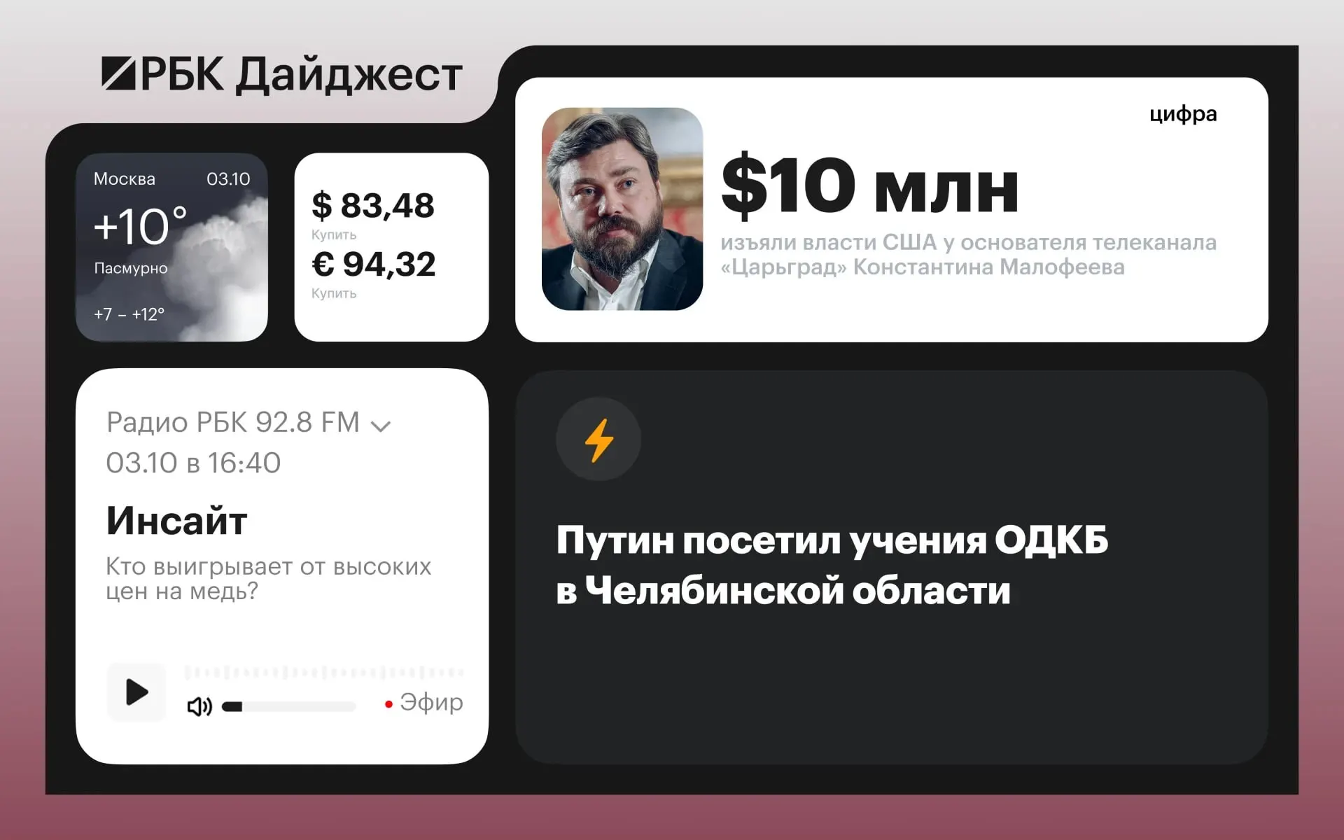 Короткий обзор важнейших событий дня: учения ОДКБ в Челябинской области, санкции и политические заявления.